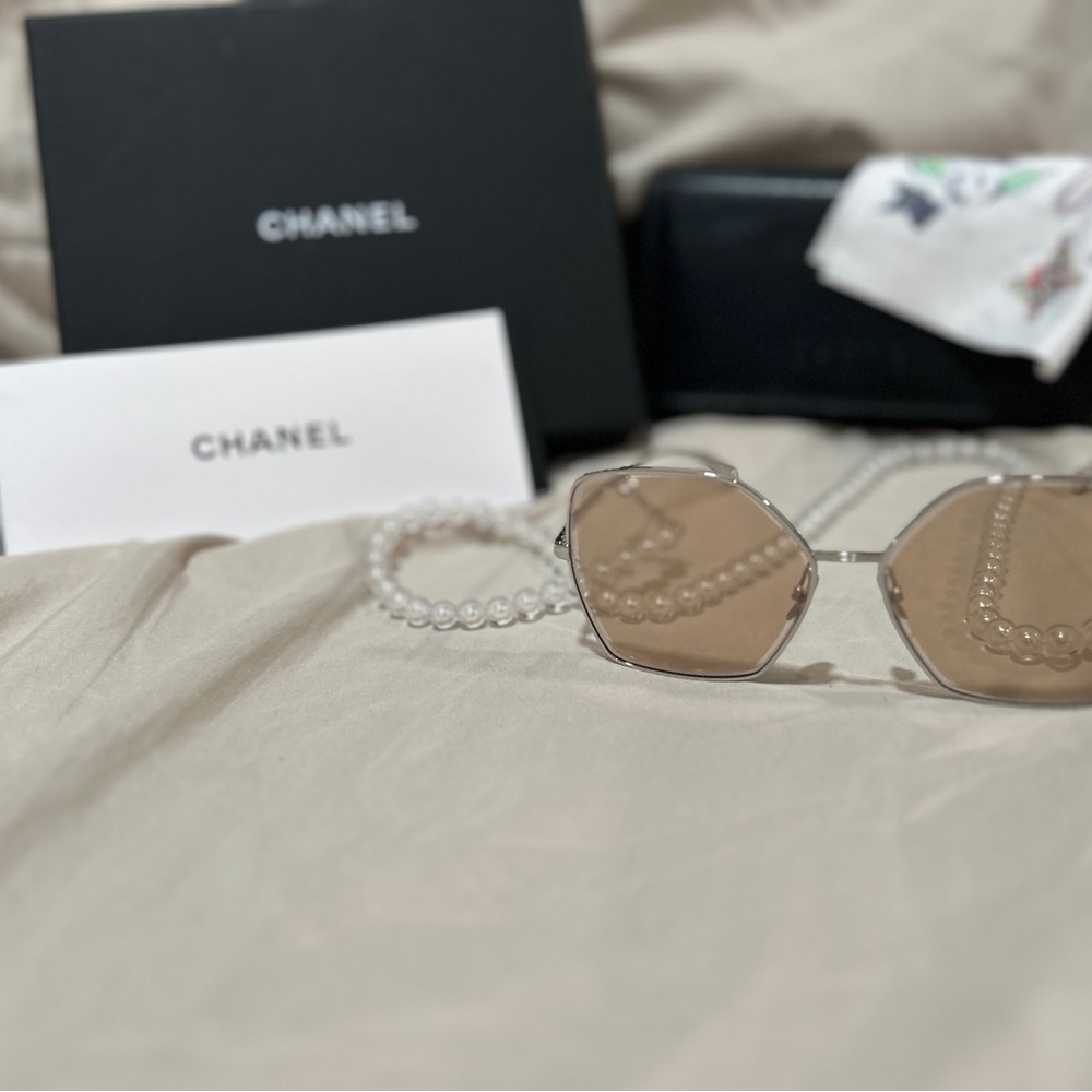 Chanel Silver and Brown Sunglasses with Round Lenses